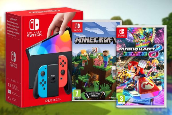NINTENDO Switch OLED, Mario Kart 8 Deluxe & Minecraft Bundle